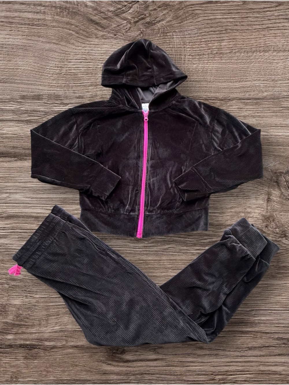 Girls 90 Degrees Black Velour Jumpsuit Size Large